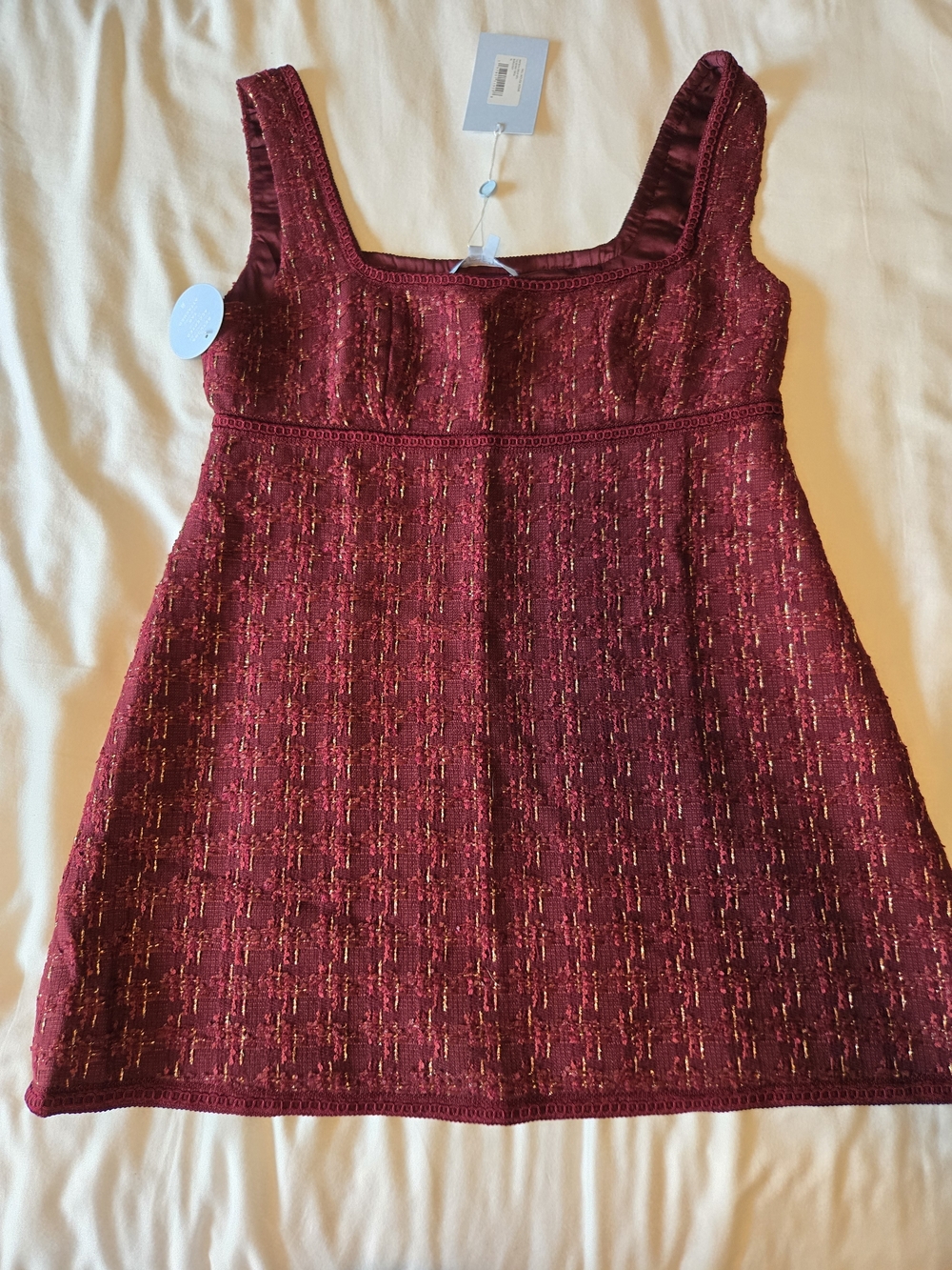 Hill House Burgundy Tweed Mini Dress. NWT.